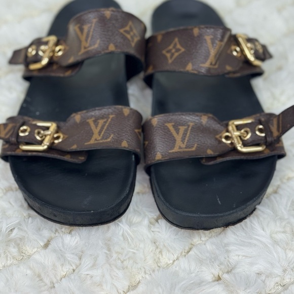 Louis Vuitton Monogram Brown and Gold Slides Size 8 - Picture 3 of 11
